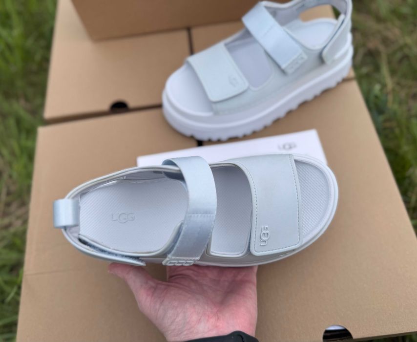 ‼️Останні Розміри‼️Оригінал / Босоніжки UGG Goldenglow Sandals White & Blue / Босоножки Угги / Сандалі Угг