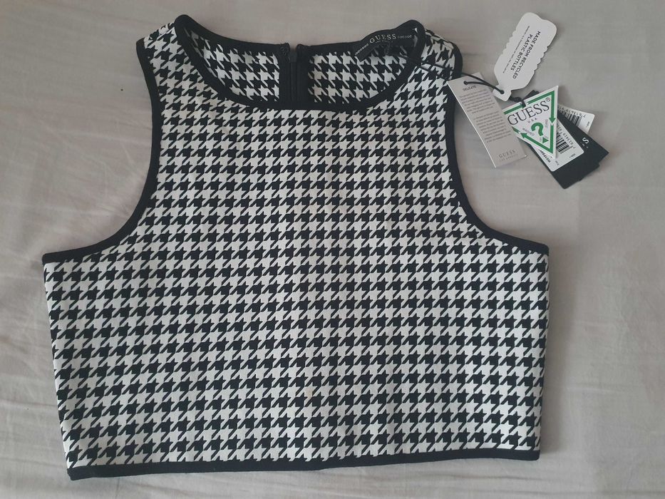 NOWA oryginalna bluzeczka Guess top topik GG pepitka t-shirt M prezent
