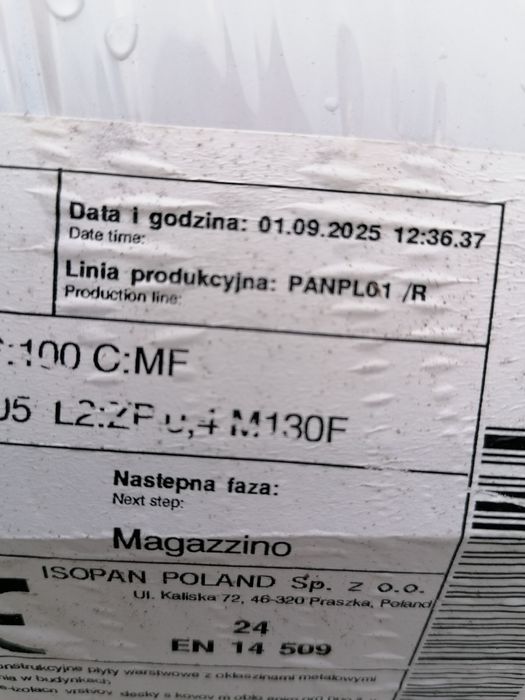 Płyta warstwowa dachowa PIR 100mm, antracyt, nowa