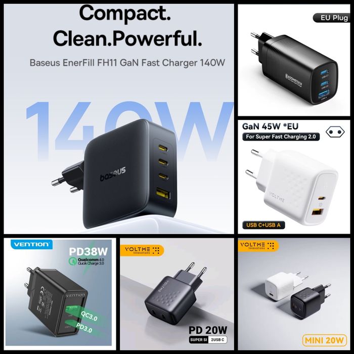 Зарядний блок  Baseus Gan 140W  +3 кабелі в комплекті