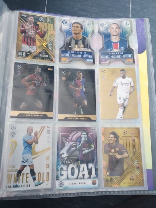 Topps match attax 2024/2025 extra  karty opis Messi goat platinium pul