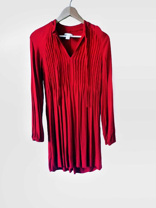 H&M czerwona sukienka z wiskozy xxs/xs