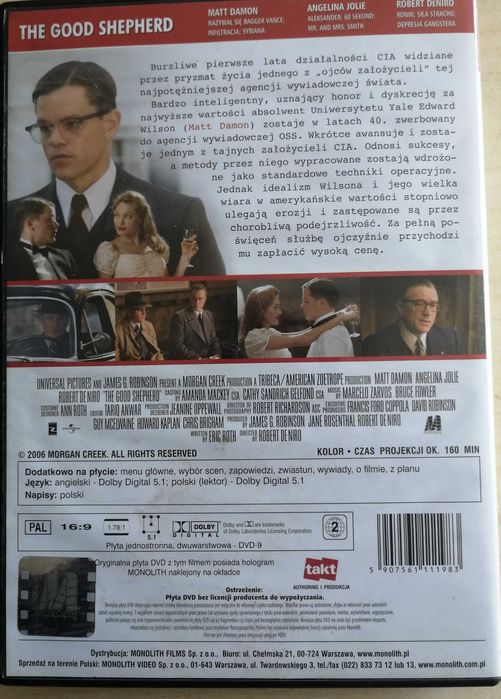 DVD „Dobry Agent” w reżyserii Roberta De Niro, z Mattem Damonem i Angeliną Jolie