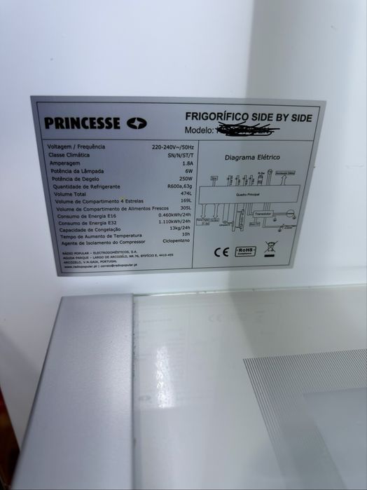 Frigorifico Side By Side PRINCESSE