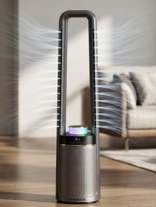 Wentylator Kolumnowy Cichy Wiatrak Bezłopatkowy VEXOS ONE+4KOLORY LED PILOT