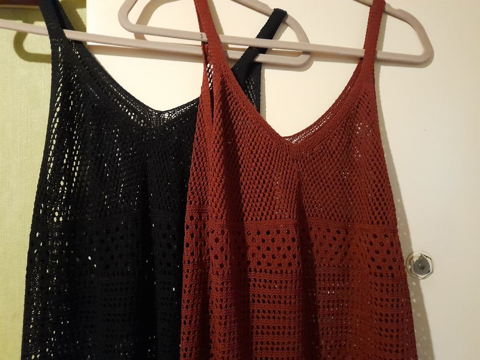 AŻUROWA bordowa sukienka "46"