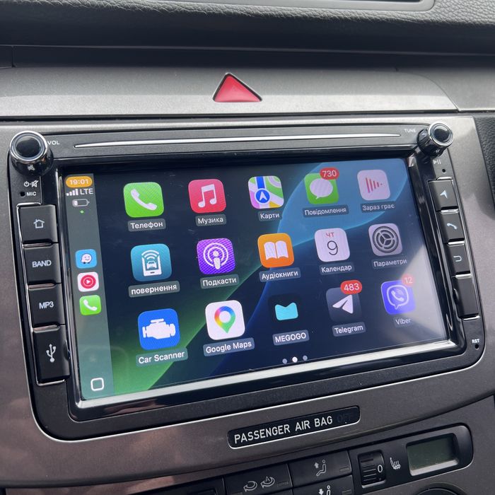 Магнітола 8 дюймів 4/64 з Carplay та Android Auto для Vw/Skoda/Seat/Volkswagen