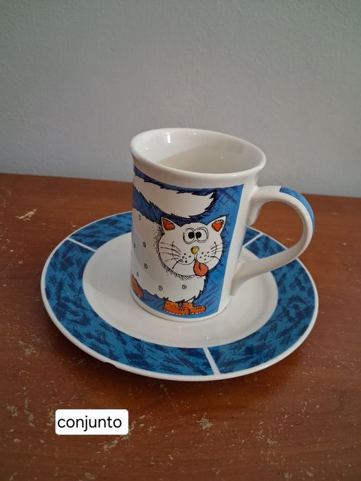 Caneca com prato "gato"