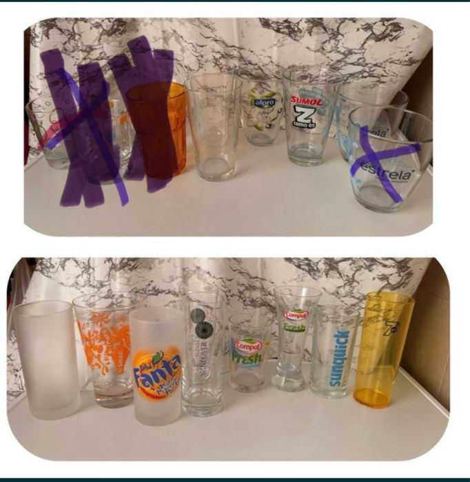 Copos publicidade sumos compal sunlover sunquick 7up fanta sumol B