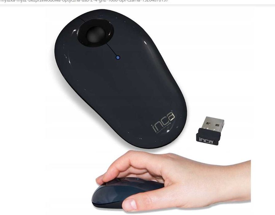 Myszka mysz bezprzewodowa optyczna USB 2.4 GHz 1600 DPI czarna