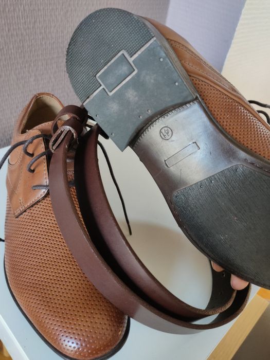 Garnitur męski komplet koszula buty pasek 55% wełna