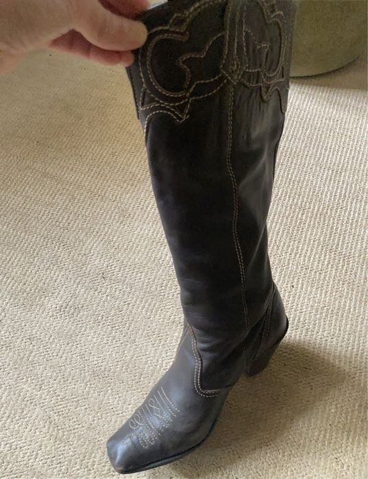 Botas cano alto Sra, pele verdadeira, 38