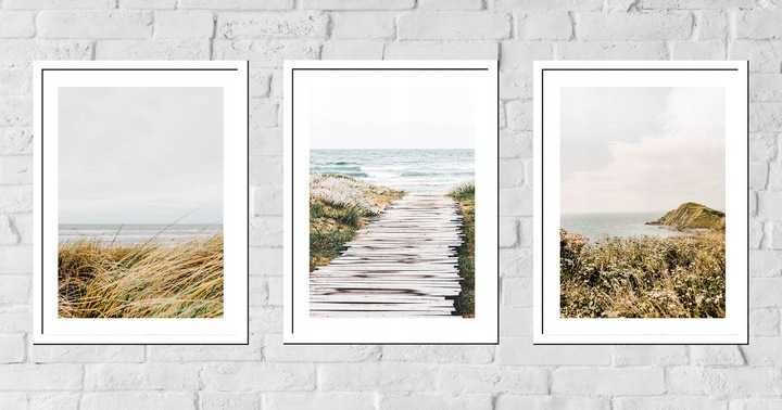30x40 obrazy w ramie plakaty ramka MORZE TRAWA FALE NATURA BOHO