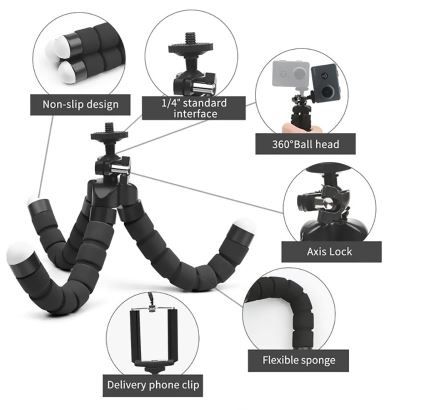 Mini Tripé Flexível NOVO - vermelho/preto