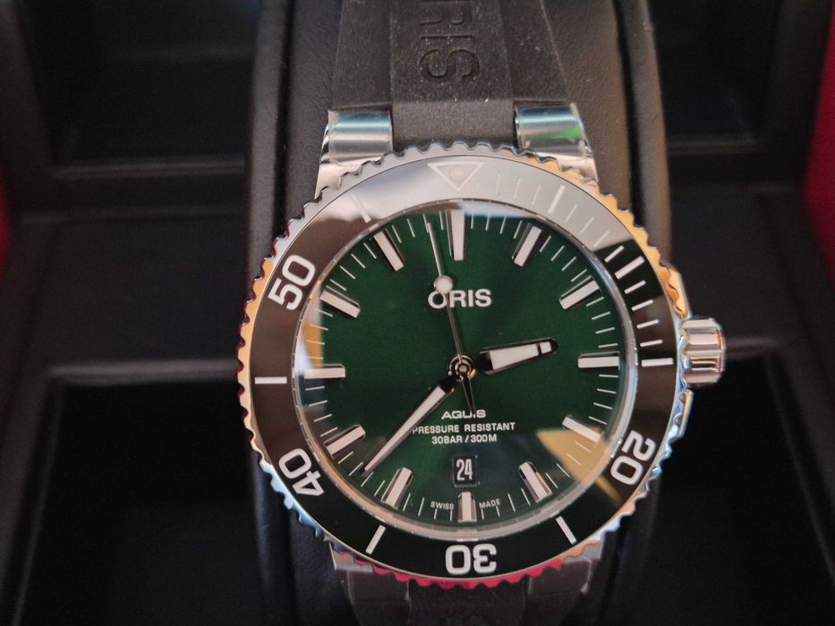 Zegarek ORIS Aquis Date 43,5mm zieleń butelkowa Nowy.