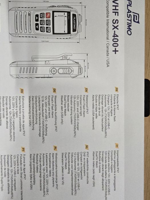 Plastimo rádio marítimo VHF SX-400+ NOVO