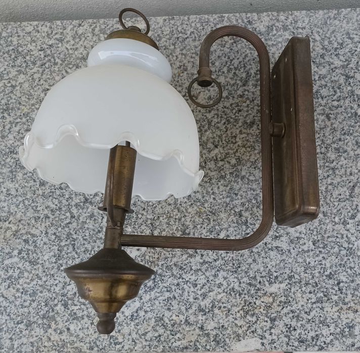 Brass Wall Sconce with Porcelain Shade