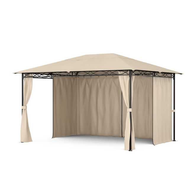 Altana Ogrodowa Wiata Pergola Pawilon 3x4 Beżowa Zasłony Altanka