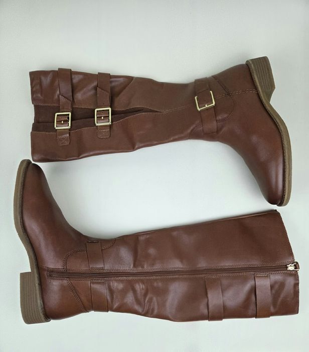 NOWE Skórzane Botki kozaki oficerki CLARKS Brighton Up R. 39 CM26,4 Brązowe Tan