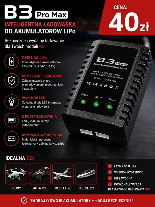 B3 Pro Max – inteligentna ładowarka do akumulatorów LiPo!