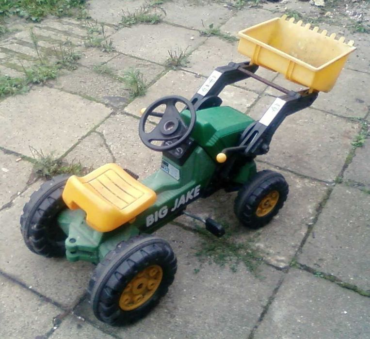 Duże zabawki ładowarka-traktor na pedały z turem. Wywrotki z przyczepą