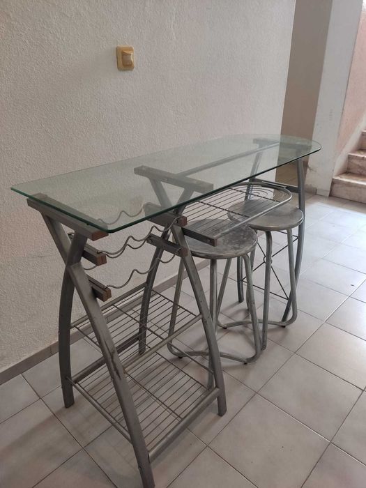 Dining Table and Two High Bar Stools64297750764673122
