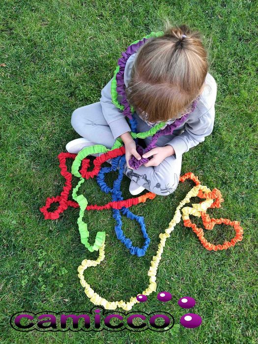 2 GUMA SENSORYCZNA tęczowa ANIMACYJNA tańca wesele gumy animatorów 7 m