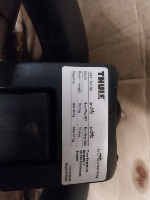 Lampa THULE bagażnik rowerowy EuroWay 923/921