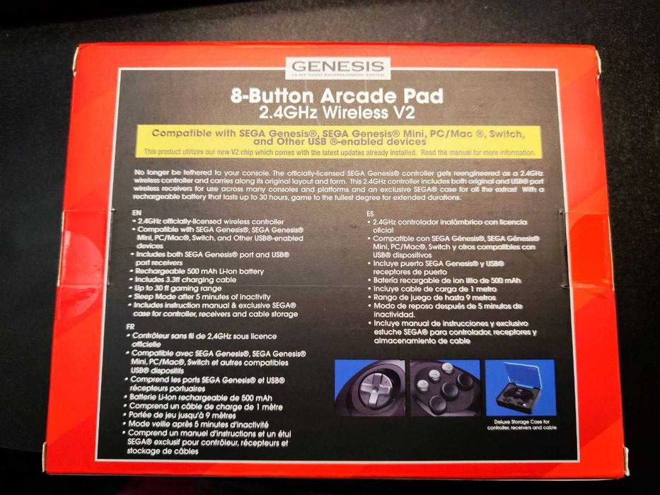 Retro-Bit 2.4GHz Wireless Controller 8-Button Sega Genesis/Mini Black