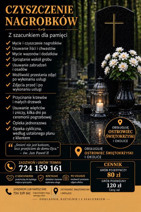 Sprzątanie nagrobków i miejsc spoczynku bliskich