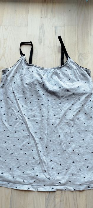 Szara bawełniana bluzka koszulka na szelkach ciążowa do karmienia piersią H&M mama M maternity