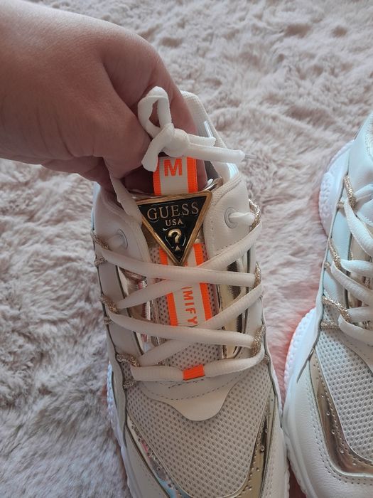 Buty adidasy wyższe na platformie 40 biały pomarańczowy