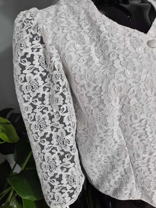 Biała bluzka damska marynarka koszula Ecco XS 34 S 36 elegancka
