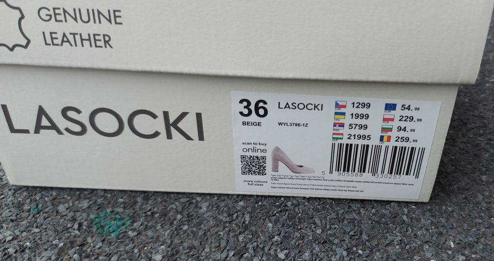 buty czółenka obcasy szpilki 36 Lasocki beżowe