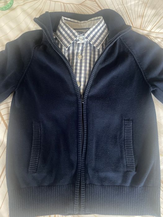 Zestaw dla chłopca spodnie koszula sweterek 122/128