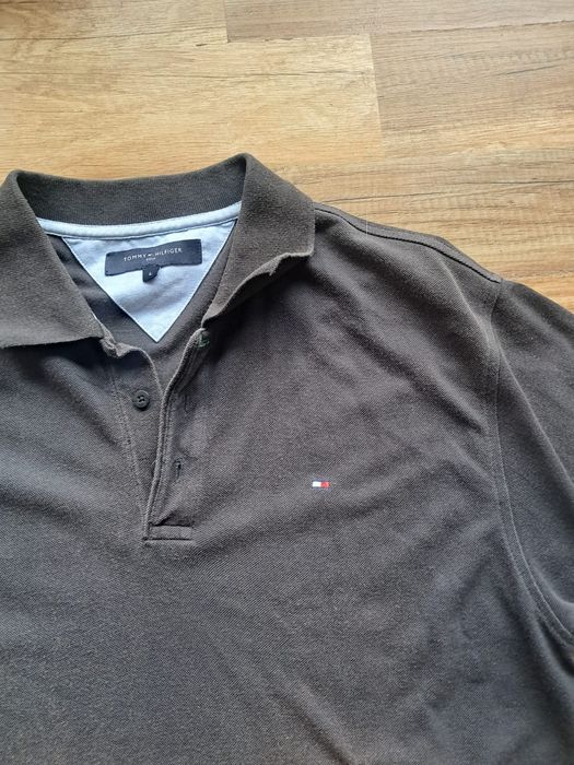 Tommy hilfiger t shirt koszulka polo czarna grafit bawełniana męska