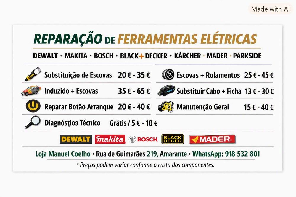 Reparação de Ferramentas Elétricas em Amarante