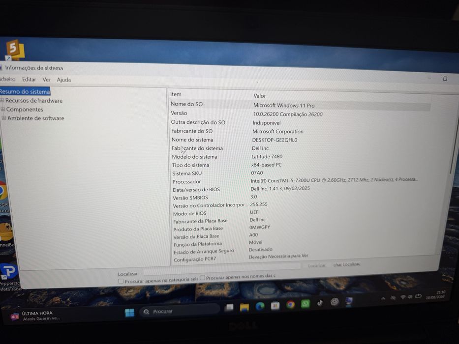 Vendo not book DELL LATITUDE 7480