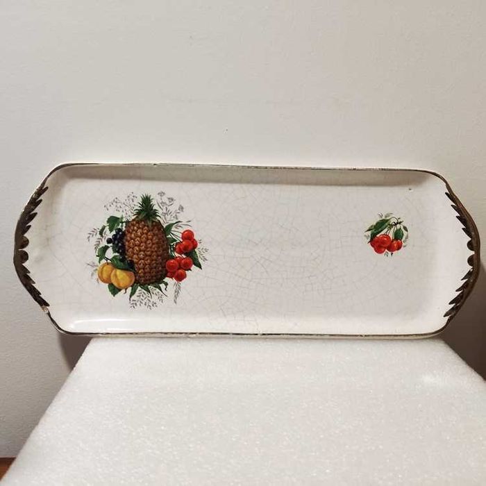 Travessa pequena antiga Louças da Pinheira de Aveiro 37x14x2cm 800gr.