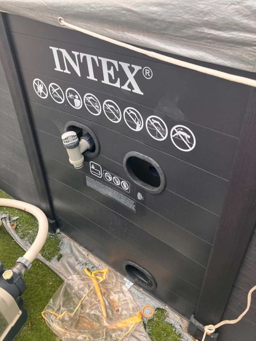 Piscina desmontável retangular 10.091 l c/estação de tratamento Graphite Gray Panel INTEX