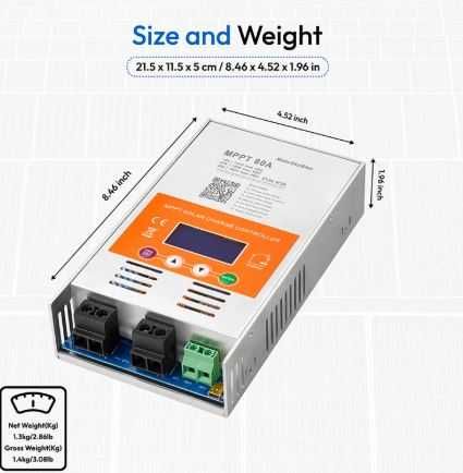 Контролер заряду сонячної батареї MakeSkyBlue MPPT 60A V124