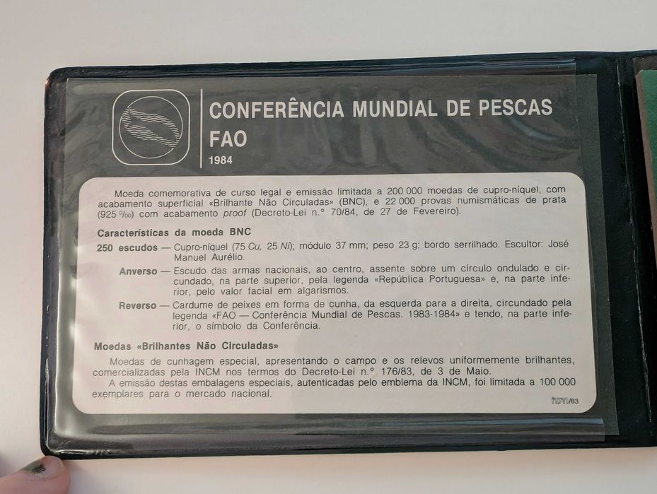 Moeda 250 escudos - 1984 - Conferência Mundial de Pesca FAO
