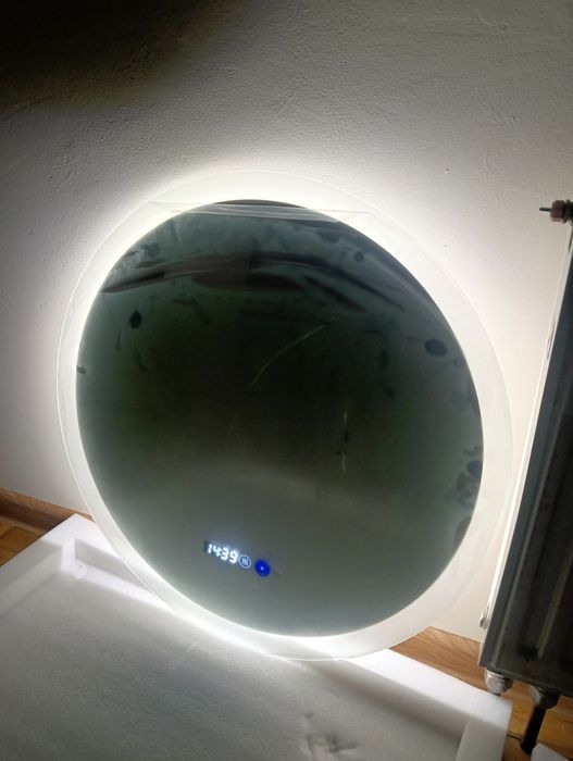Lustro okrągłe podświetlane 50 cm ściemne NOWE