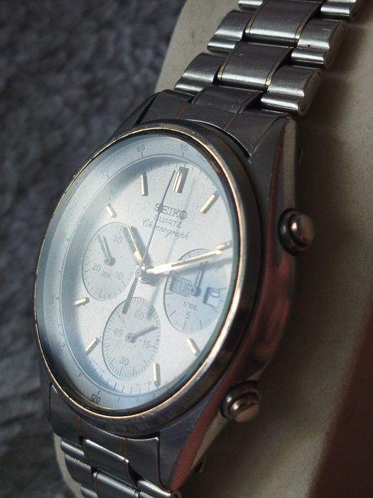 Zegarek Seiko Quartz Chronograph 7A38-7060 silver gold two tone