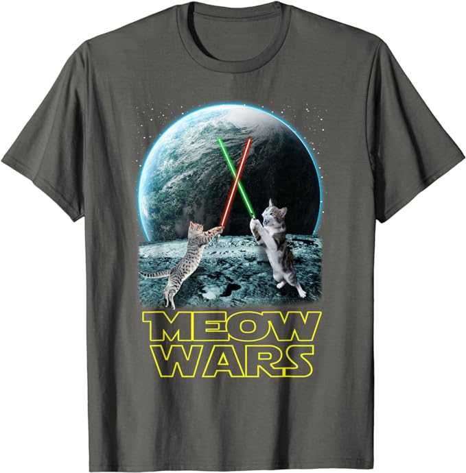 T-shirt paródia de Star Wars cat lovers "Meow Wars" NOVO ENVIO GRÁTIS