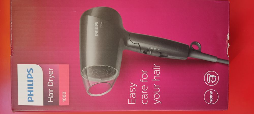 Suszarka do włosów Philips 1000 składana, jak nowa, moc 1200W