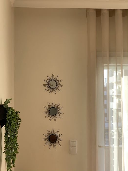 Conjunto de 3 espelhos decorativos estilo sunburst