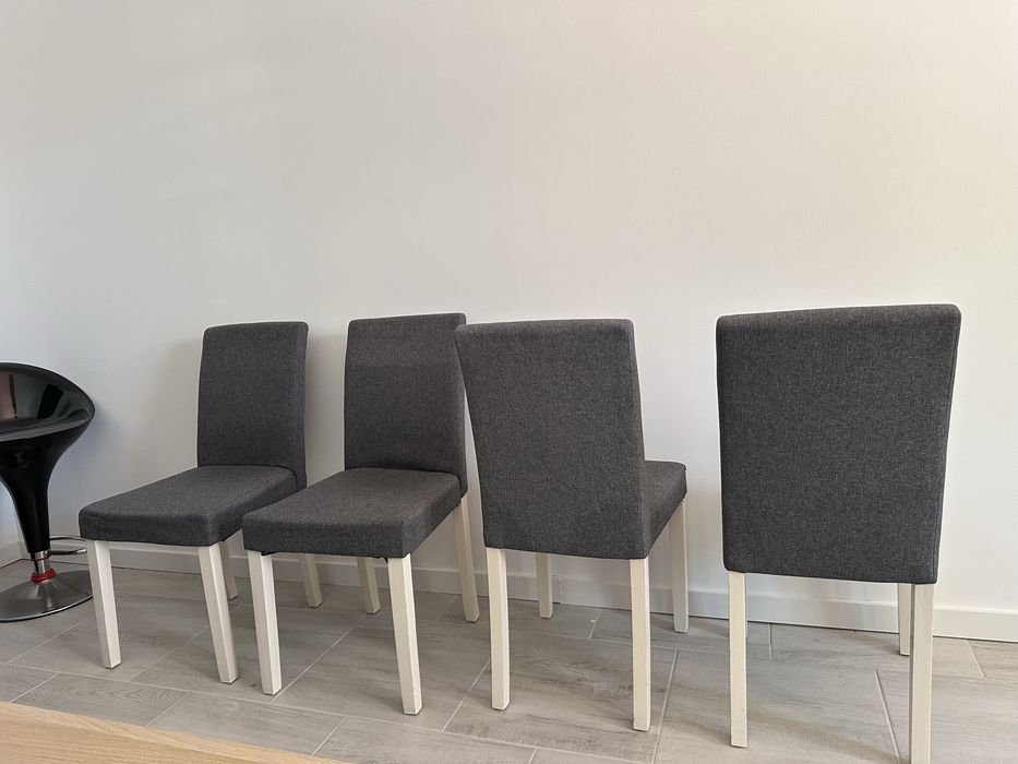 Conjunto de 4 Cadeiras de Sala / Jantar – Cinzento e Branco
