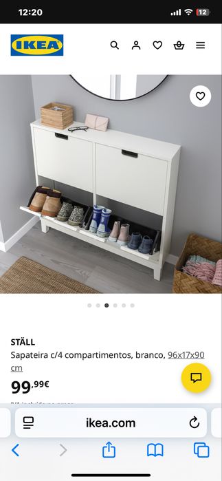 Sapateira c/4 compartimentos, castanha, 96x17x90 ikea