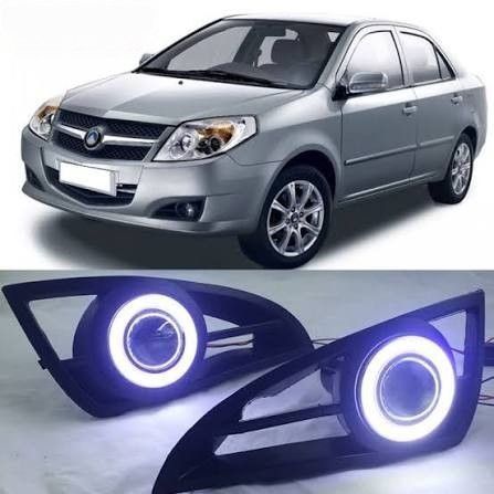 LED противотуманки + дхо с решётками для Джили МК, MK NEW, МК2, МK CROSS.